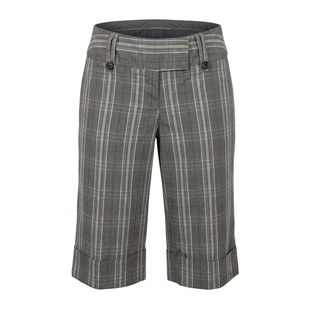 Tracy Evans Grey Plaid Bermuda Shorts Cuffed Knee Length Tailored Trouser Shorts